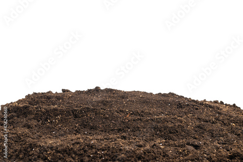 Soil for plant isolated on white background.