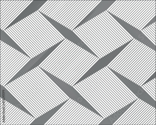 striped black diagonal lines (zigzag, chevron). Optical illusion effect, op art. Vector vibrant decorative background, texture. © Singha