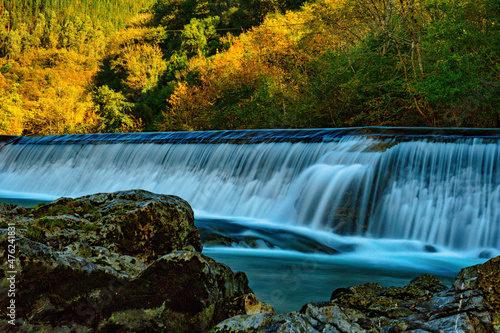 Salmon dam on the Sella river in Cangas de Onis photo