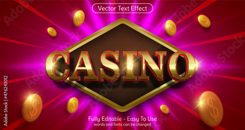 Creative 3d text Casino, editable style effect template