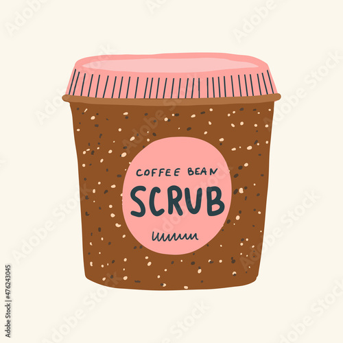 Coffee bean scrub illustration, skin care product