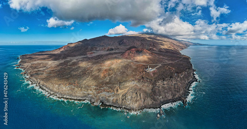 Aerial panoramic view of Southwest coast of El Hierro (Canary Islands) near Lighthouse Faro de Orchilla photo