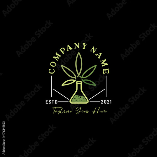 Marijuana Cannabis Leaf Hemp CBD Laboratory Glass Logo 