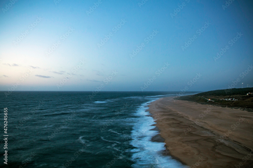 View of the Atlantic coast in Nazaré, Portugal