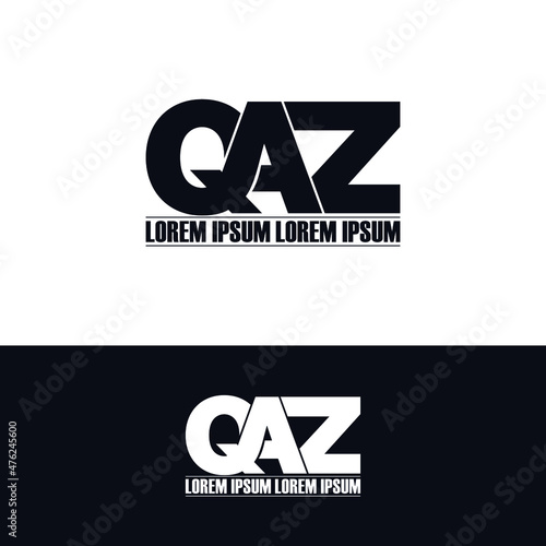 QAZ letter monogram logo design vector photo