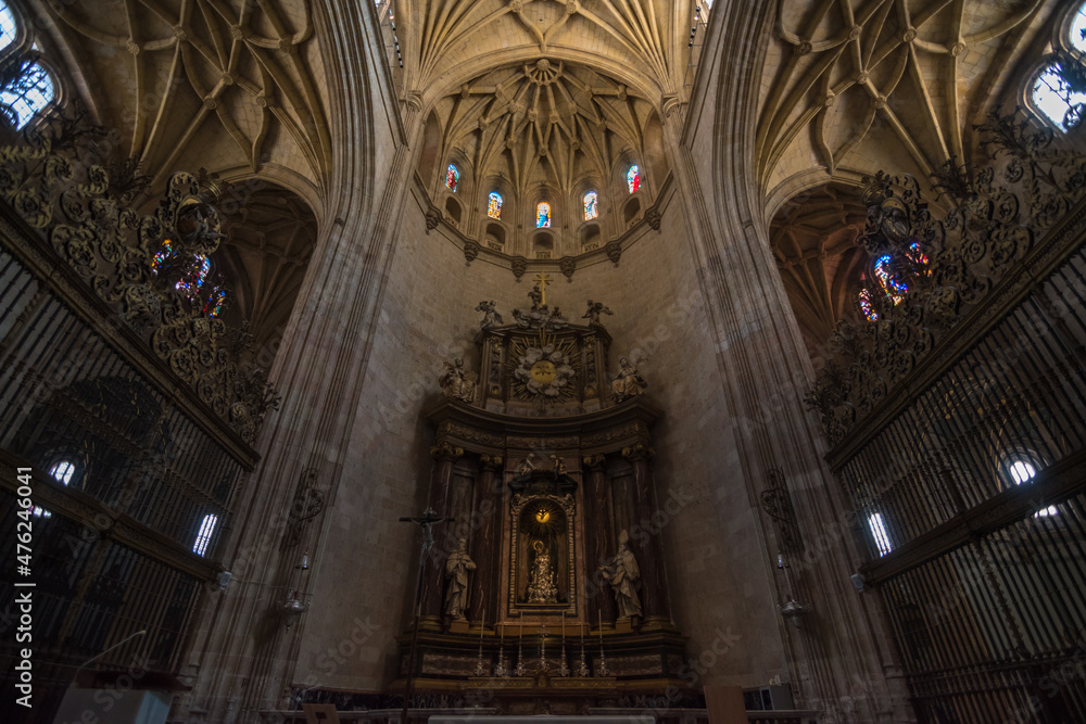 Segovia, Spain, October 2019 -  view of the main altar at the Cathedral of Segovia