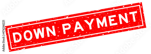 Grunge red down payment word square rubber seal stamp on white background