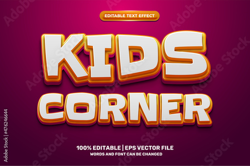 kids corner cartoon Bold 3D Editable text Effect Style