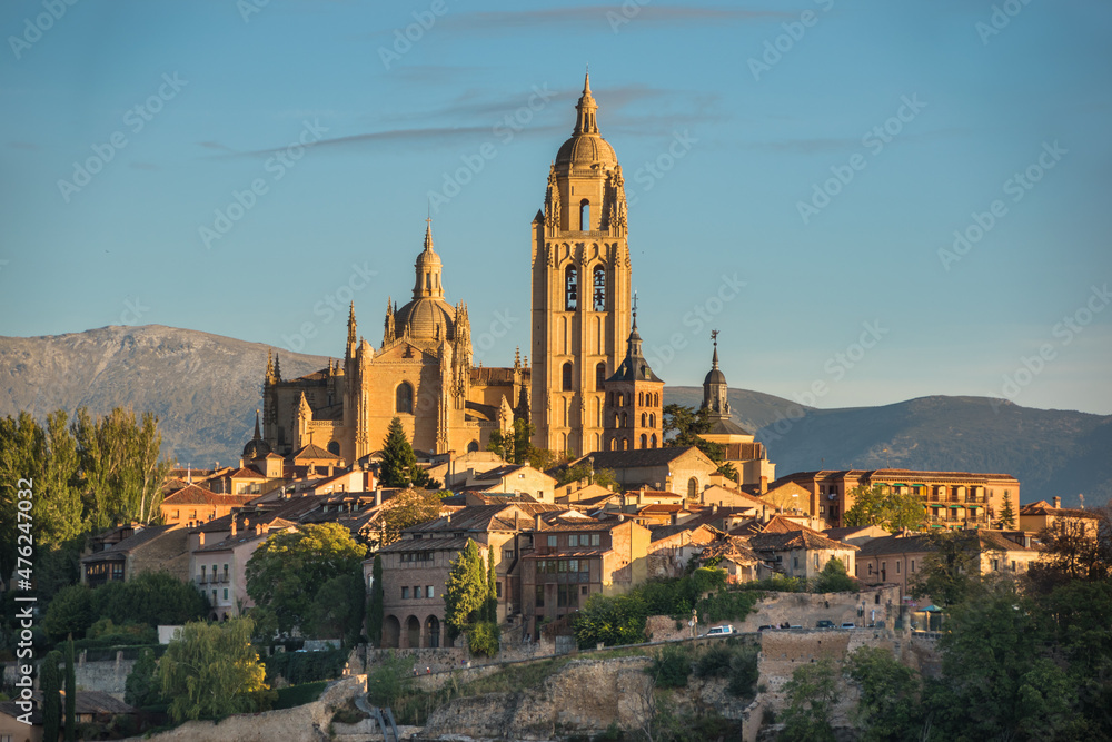View of the Cathedral of Segovia by the sunset - Segovia, Spain