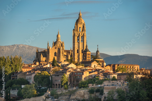 View of the Cathedral of Segovia by the sunset - Segovia, Spain