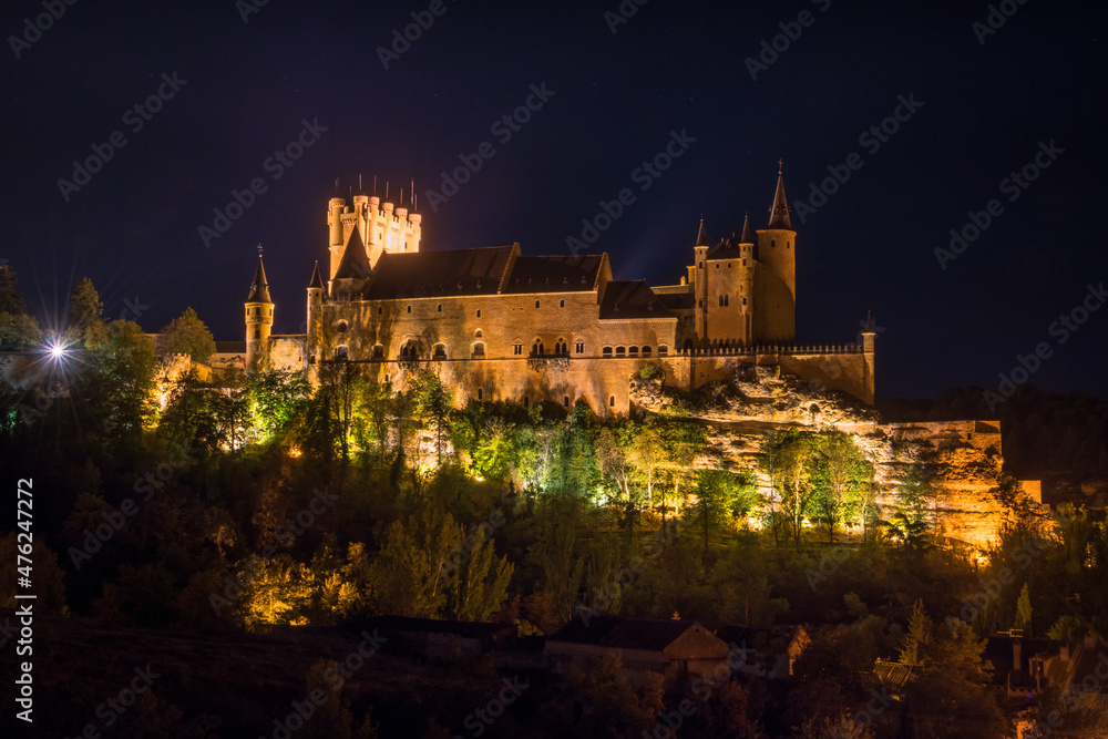 Night view of Alcazar of Segovia - Segovia, Spain