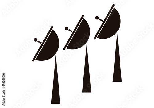 Icono negro de señal de radio en fondo blanco.