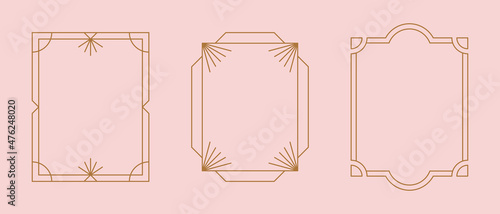 Vector set of linear frames and borders - abstract design elements for decoration or logo design templates in modern minimalist style with copy space for text