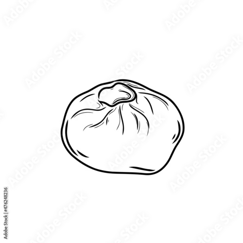 Baozi.  Dumplings. Poses or buuzy. Doodle. Hand drawn. vector illustration