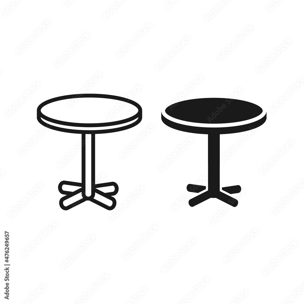 Black and white table, icon, vector. Black and white table, icon, vector.
