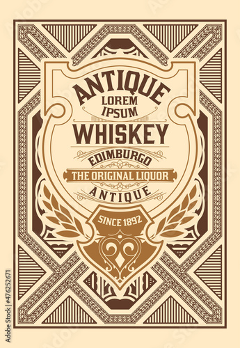 Whiskey label with old frames