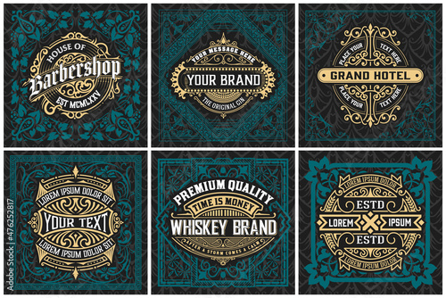 Set of 6 labels. Western style