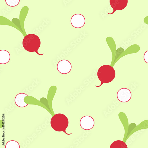 Seamless pattern with radish. Cute radish illustration