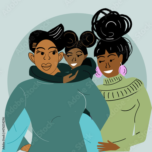 Gay parents with their daughter 