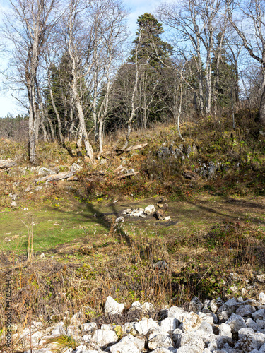 A stone plateau in a mountainous area, autumn, cloudy day. © NAIL BATTALOV