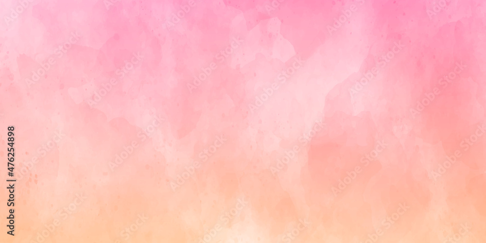 abstract watercolor background with splashes. Pink rose gold tone abstract texture and gradients shadow vector background illustration. Pink color light ink effect shades gradient on textured paper. 