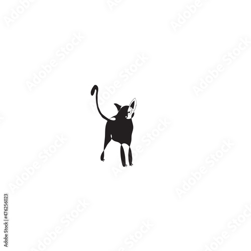 silhouette of a cat or dog animal and black and white color drawing illustration icon vector