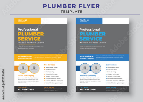Professional Plumber Service, Plumber Service Flyer Template, Handyman and Plumber Services Flyer