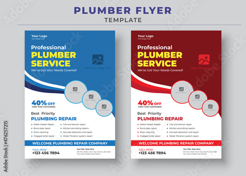 Professional Plumber Service, Plumber Service Flyer Template, Handyman and Plumber Services Flyer