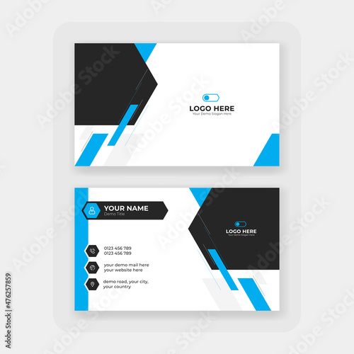 modern blue abstract business card design, stylish blue professional business card design template