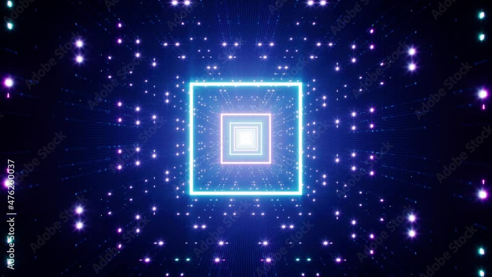 Neon Glittering Square Tunnel Rotating VJ Loop Neon Glittering Square Tunnel Rotating VJ Loop