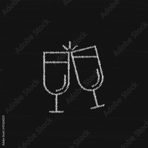Cheers sketch vector icon. Glass cups cheers and toasting sign