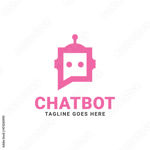 Chat Bot logo design. Virtual assistant Bot icon. Robot head with speech bubble. Customer support service Chat Bot. Vector illustration.