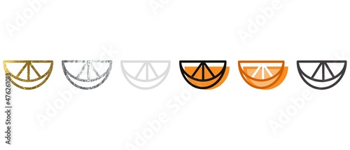 Vector set of orange berries. Collection of gold, silver, white, black, colored berries with a linear outline. Doodle style. Graphics. Vector. Can be used for web design 