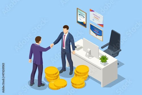 Isometric Consult Financial Concept. Investment Consultant, Financial Consultant, Financial advisor. Investment in Securities, Smart Investment, Strategic Management