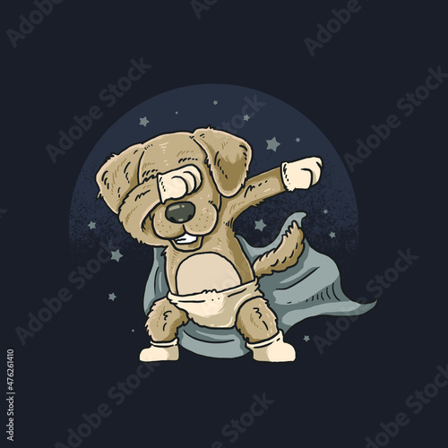 cute dog dubbing dance with star in the sky
