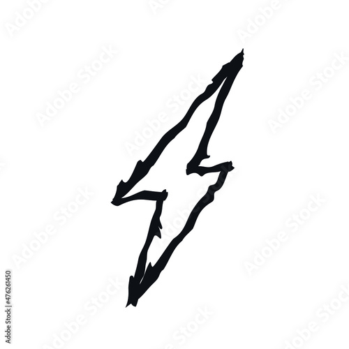 Lightning bolt logo icon sign Power symbol emblem Hand drawn trendy flame design design Cartoon splash painted style Fashion print clothes apparel greeting invitation card cover flyer poster banner ad