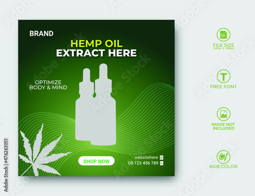 Hemp product banner for social media post template
