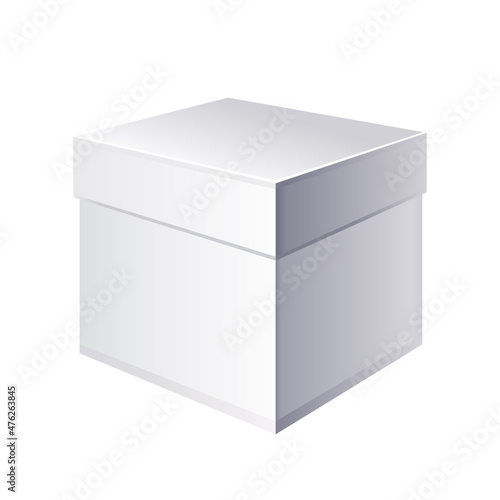white cardboard box with lid icon isolated