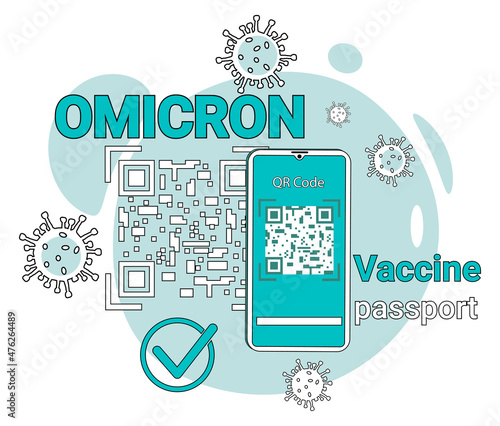 Attention Omicron.Vaccine passport .A poster calling for compliance with safety measures during the COVID-19 coronavirus epidemic. Personal hygiene and safety.Flat vector illustration.