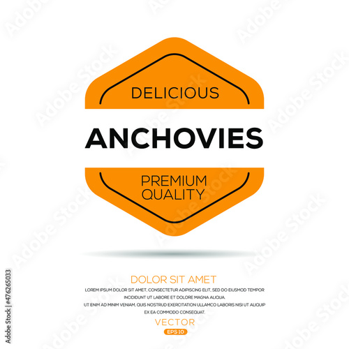 Creative (Anchovies) logo, Anchovies  sticker, vector illustration.