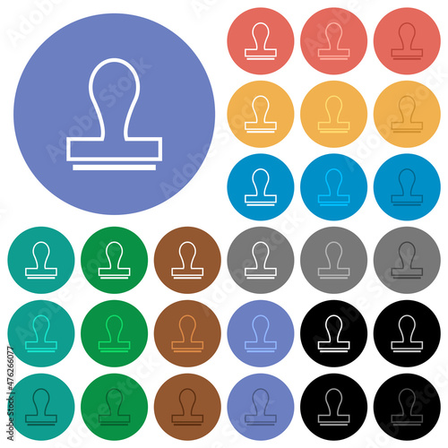 Stamp outline round flat multi colored icons