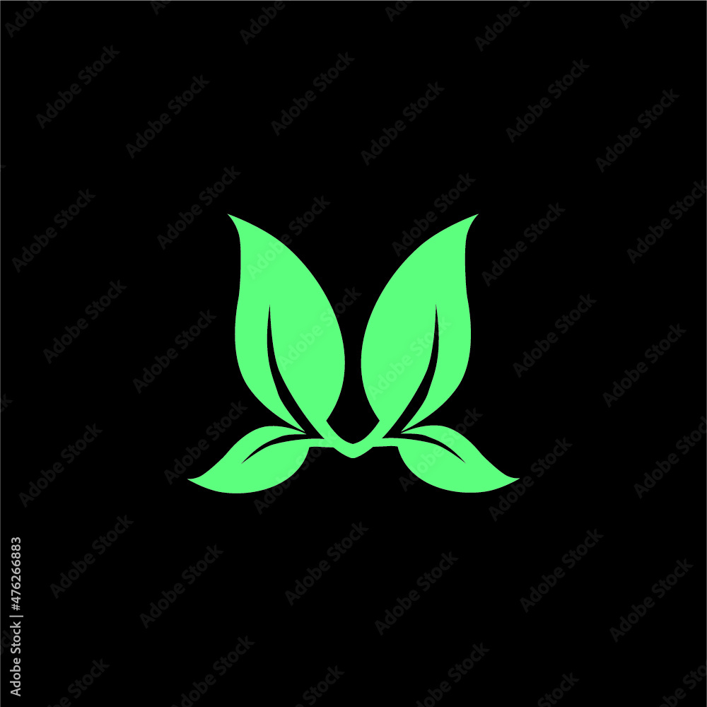 green leaf icon logo on black vector image green leaf icon logo on black vector image