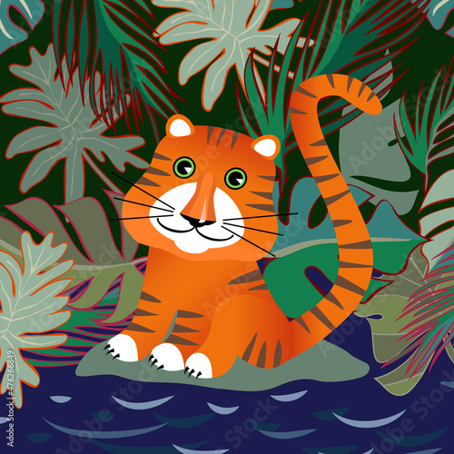 Illustration of the Tiger in Jungle