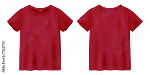 Unisex deep red t shirt mock up. T-shirt design template.