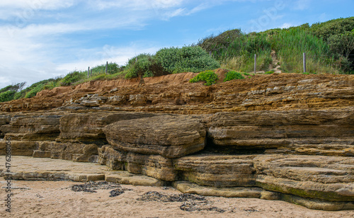 Vendée; France: Le Veillon, a limestone outcrop, adjoins the Payré estuary, Talmont Saint Hilaire. photo