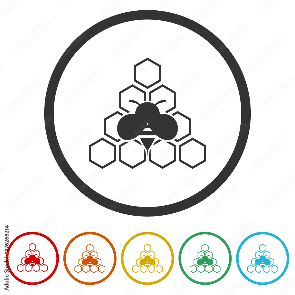 Bee icon isolated on white background, color set Bee icon isolated on white background, color set