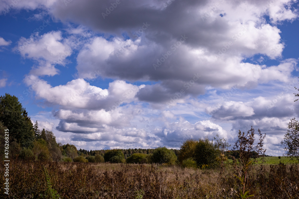 Autumn natural landscape with cloudscape