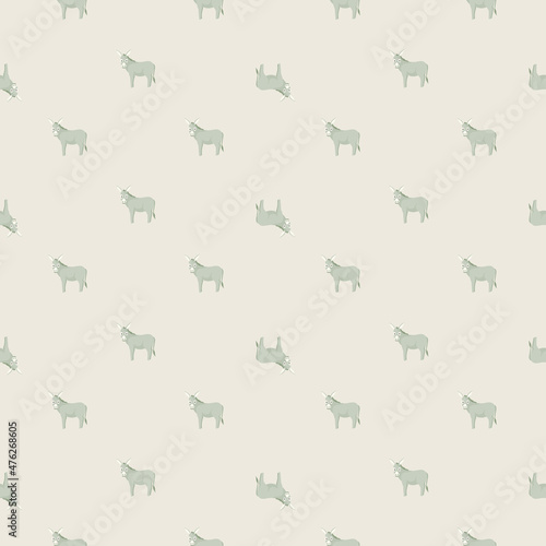 Seamless pattern of donkey. Domestic animals on colorful background. Vector illustration for textile.