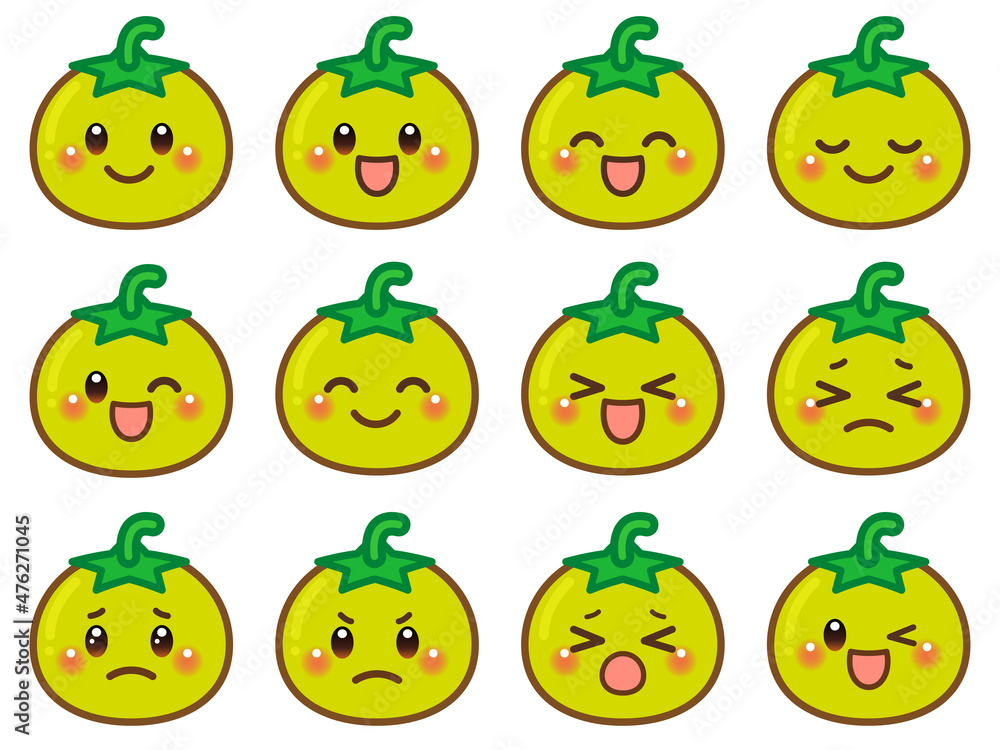 Obraz premium かわいいトマトの顔アイコン3