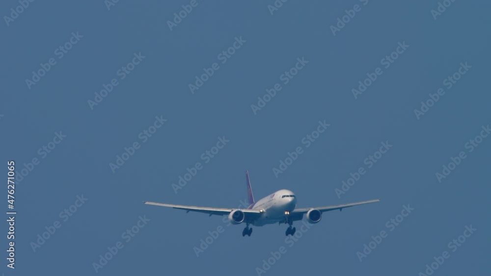 Wide body airliner approaching before landing Wide body airliner approaching before landing